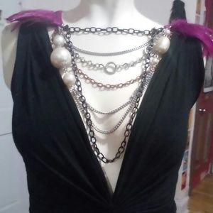 Feather drop chain necklace
